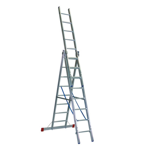 Mehrzweckleiter Handwerker PLUS 3-teilig, 41/47/53 cm breit mit Aussteifungsstreben an den Leiternteilen und an den Traversen