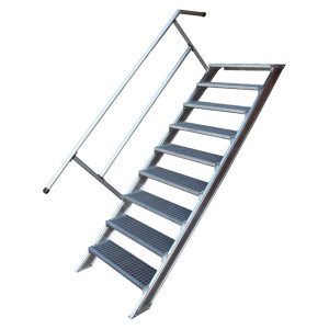 Treppe mit einseitigem Handlauf und Alu Lochblech-Stufen