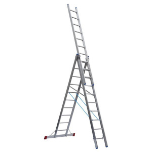 Mehrzweckleiter PREMIUM 3-teilig, 41/47/53 cm breit mit Aussteifungsstreben an den Leiternteilen